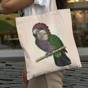 Red-fan Parrot Vintage Print Graphic Canvas Tote Bag